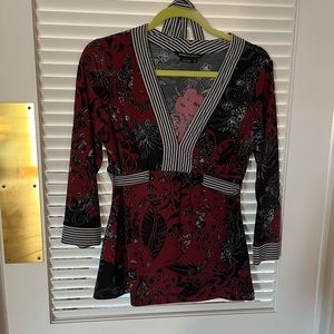 Get silky top with wrap tie.